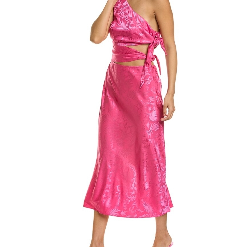 Pink Floral Satin Dress